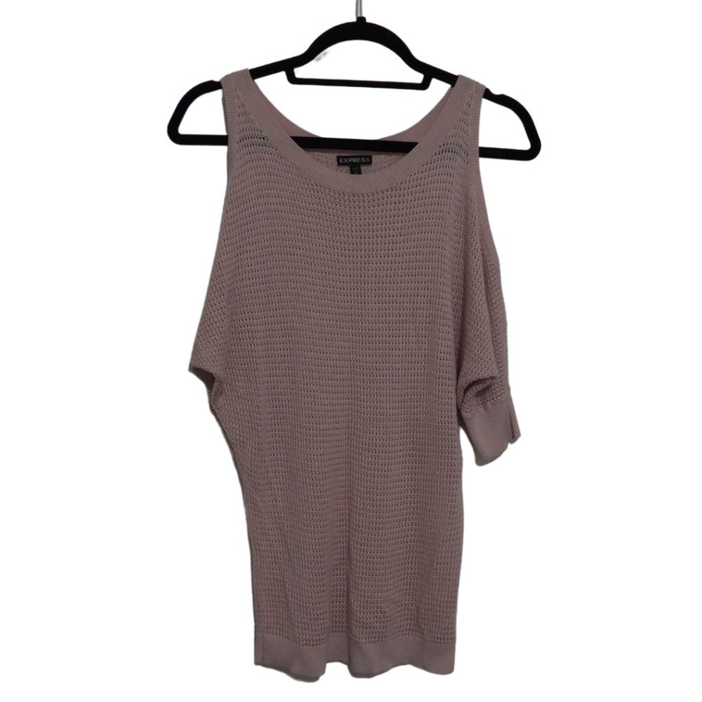 Express Cold Shoulder Knit Sweater Baby Light Pink